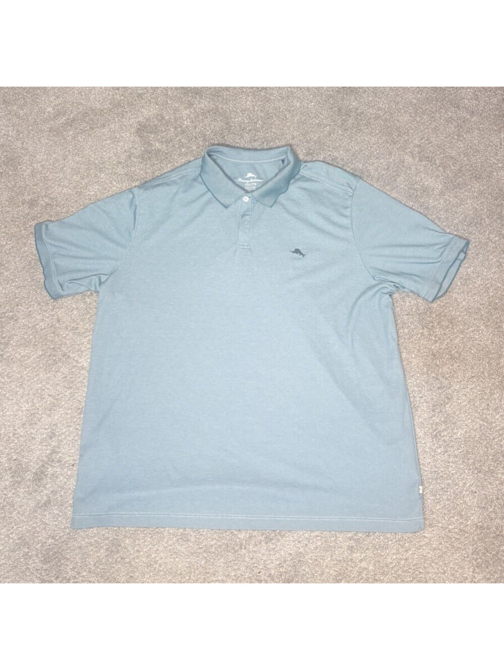 Tommy Bahama Polo Shirt Mens XXL Light Blue Short Sleeve Marlin Logo Golf Resort